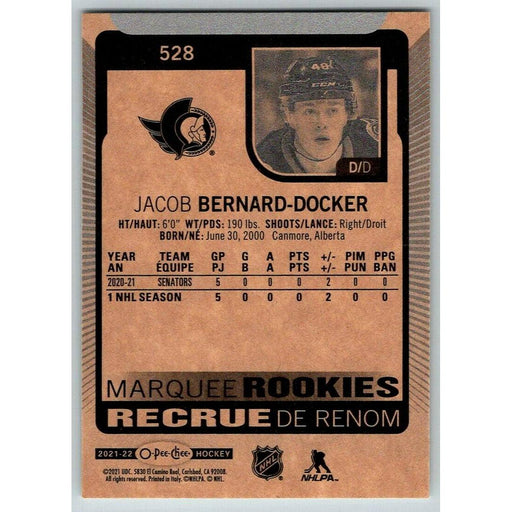 2021-22 O-Pee-Chee (Upper Deck OPC) Marquee Rookies Jacob Bernard-Docker RC - Collectible Craze America