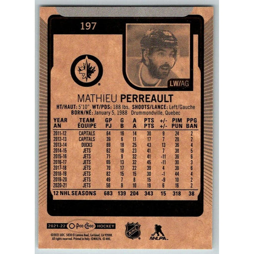 2021-22 O-Pee-Chee (Upper Deck OPC) Mathieu Perreault Winnipeg Jets #197 - Collectible Craze America