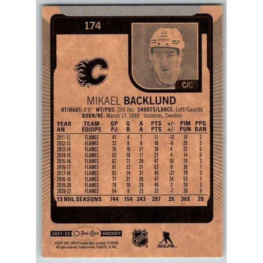 2021-22 O-Pee-Chee (Upper Deck OPC) Mikael Backlund Calgary Flames #174 - Collectible Craze America