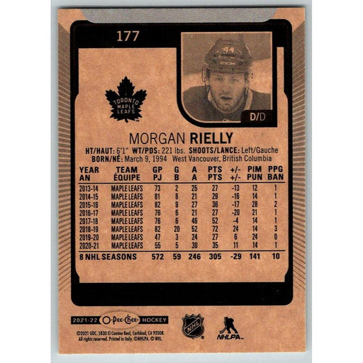 2021-22 O-Pee-Chee (Upper Deck OPC) Morgan Rielly Toronto Maple Leafs #177 - Collectible Craze America