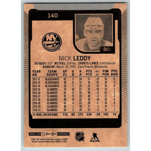 2021-22 O-Pee-Chee (Upper Deck OPC) Nick Leddy New York Islanders #140 - Collectible Craze America