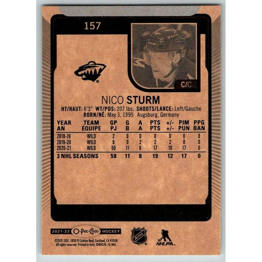 2021-22 O-Pee-Chee (Upper Deck OPC) Nico Sturm Minnesota Wild #157 - Collectible Craze America