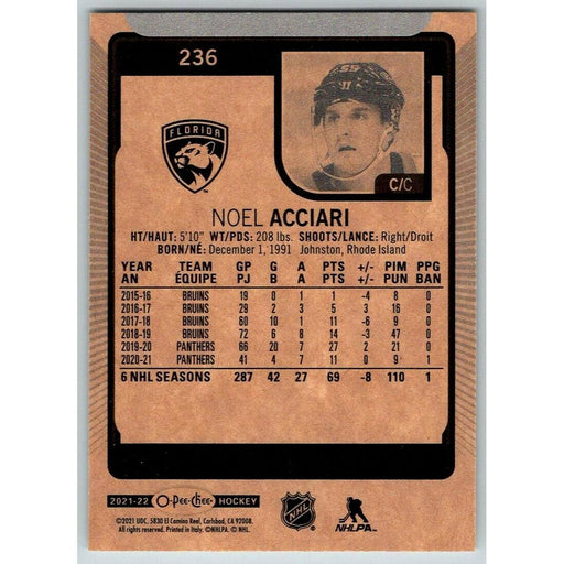 2021-22 O-Pee-Chee (Upper Deck OPC) Noel Acciari Florida Panthers #236 - Collectible Craze America