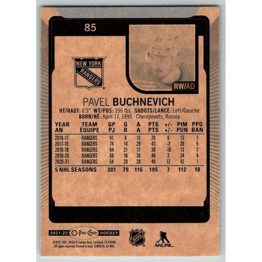 2021-22 O-Pee-Chee (Upper Deck OPC) Pavel Buchnevich New York Rangers #85 - Collectible Craze America