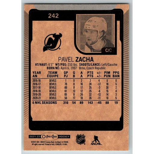 2021-22 O-Pee-Chee (Upper Deck OPC) Pavel Zacha New Jersey Devils #242 - Collectible Craze America