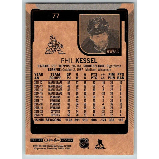 2021-22 O-Pee-Chee (Upper Deck OPC) Phil Kessel Arizona Coyotes #77 - Collectible Craze America