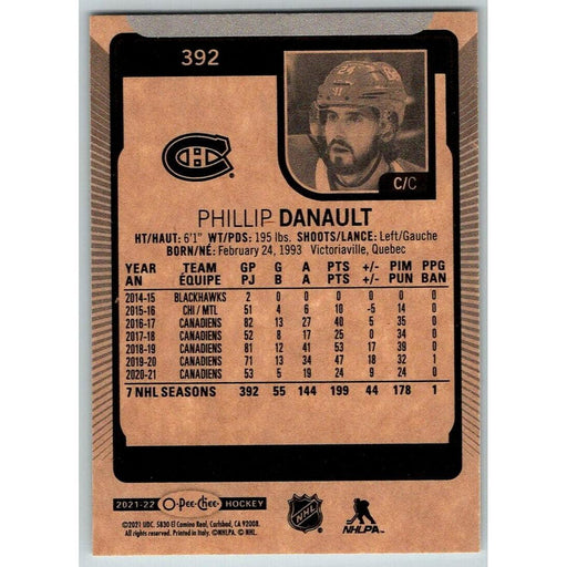 2021-22 O-Pee-Chee (Upper Deck OPC) Phillip Danault Montreal Canadiens #392 - Collectible Craze America