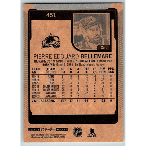 2021-22 O-Pee-Chee (Upper Deck OPC) Pierre-Edouard Bellemare Colorado Avalanche - Collectible Craze America