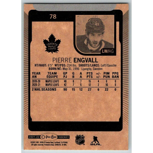 2021-22 O-Pee-Chee (Upper Deck OPC) Pierre Engvall Toronto Maple Leafs #78 - Collectible Craze America