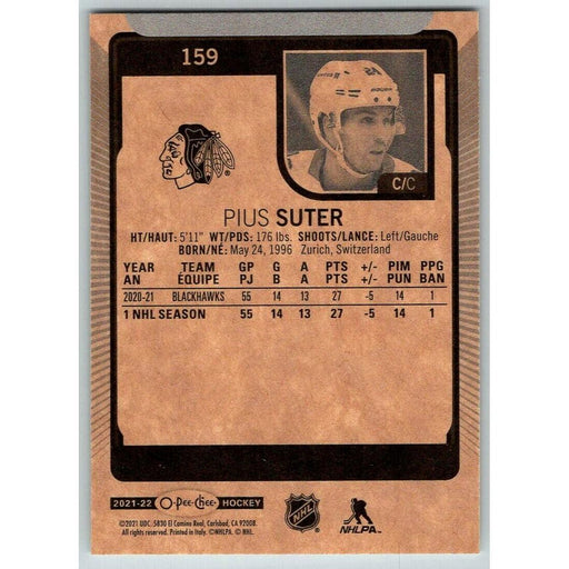 2021-22 O-Pee-Chee (Upper Deck OPC) Pius Suter Chicago Blackhawks #159 - Collectible Craze America