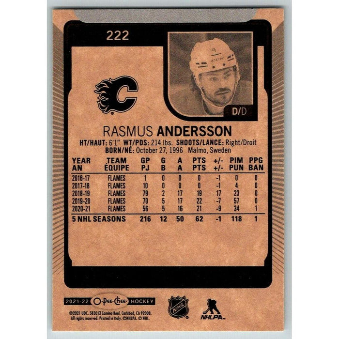 2021-22 O-Pee-Chee (Upper Deck OPC) Rasmus Andersson Calgary Flames #222 - Collectible Craze America