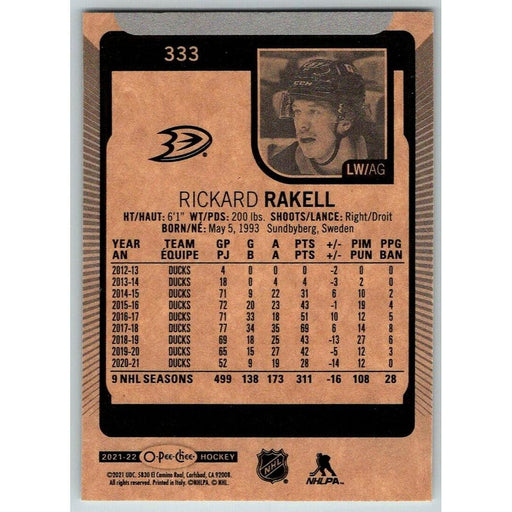 2021-22 O-Pee-Chee (Upper Deck OPC) Rickard Rakell Anaheim Ducks #333 - Collectible Craze America