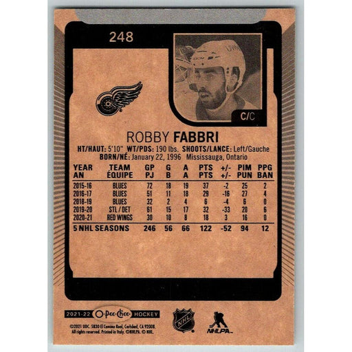 2021-22 O-Pee-Chee (Upper Deck OPC) Robby Fabbri Detroit Red Wings #248 - Collectible Craze America