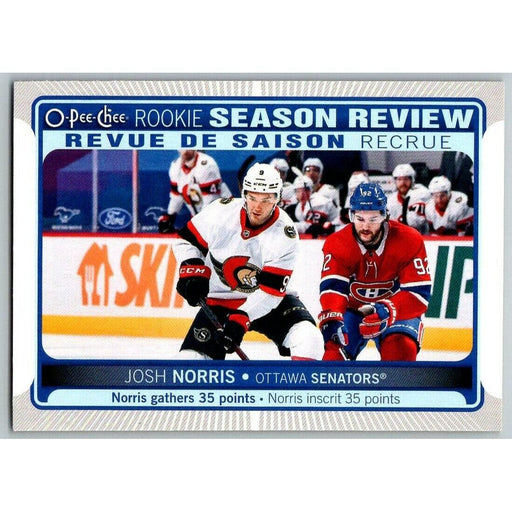 2021-22 O-Pee-Chee (Upper Deck OPC) Rookie Season Review Josh Norris Ottawa - Collectible Craze America