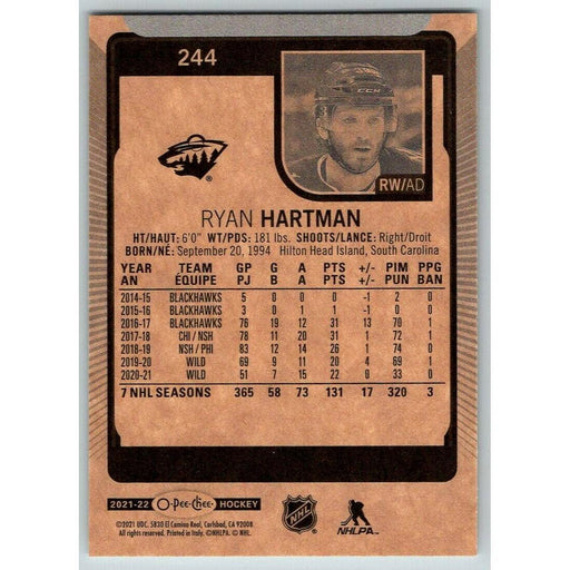 2021-22 O-Pee-Chee (Upper Deck OPC) Ryan Hartman Minnesota Wild #244 - Collectible Craze America