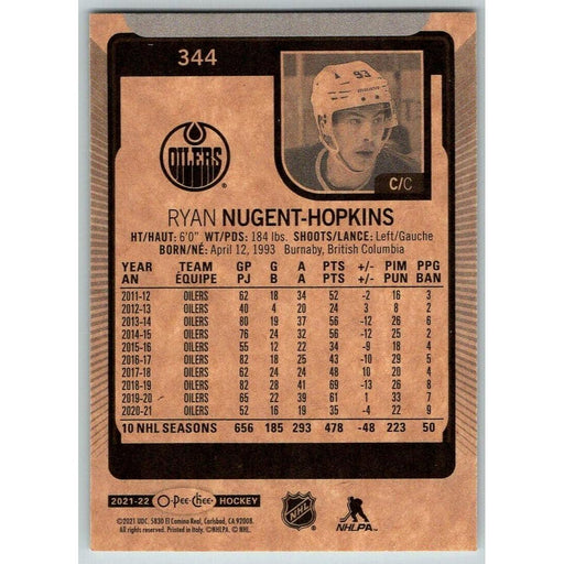 2021-22 O-Pee-Chee (Upper Deck OPC) Ryan Nugent-Hopkins Edmonton Oilers #344 - Collectible Craze America