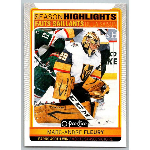 2021-22 O-Pee-Chee (Upper Deck OPC) Season Highlights Marc-Andre Fleury Vegas - Collectible Craze America