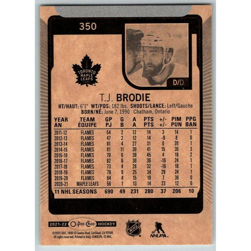 2021-22 O-Pee-Chee (Upper Deck OPC) T.J. Brodie Toronto Maple Leafs #350 - Collectible Craze America