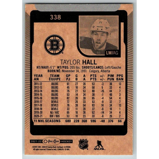 2021-22 O-Pee-Chee (Upper Deck OPC) Taylor Hall Boston Bruins #338 - Collectible Craze America