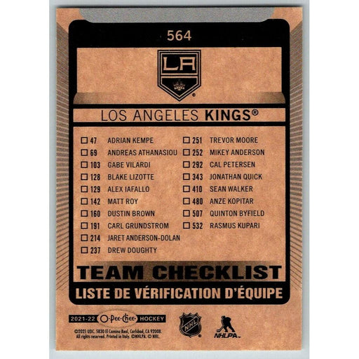 2021-22 O-Pee-Chee (Upper Deck OPC) Team Checklist Los Angeles Kings #564 - Collectible Craze America