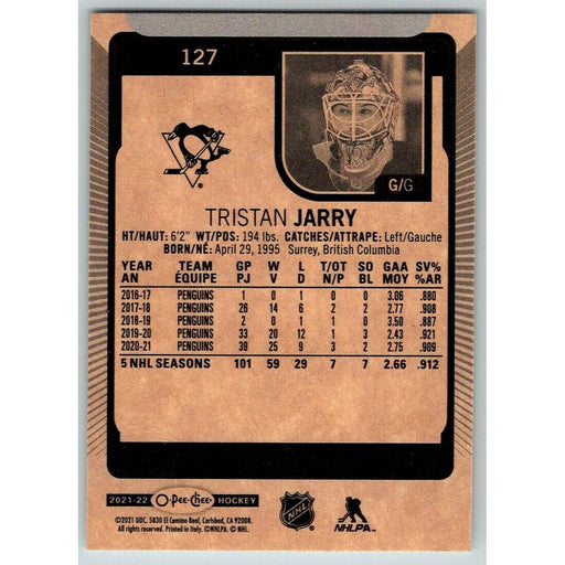 2021-22 O-Pee-Chee (Upper Deck OPC) Tristan Jarry Pittsburgh Penguins #127 - Collectible Craze America