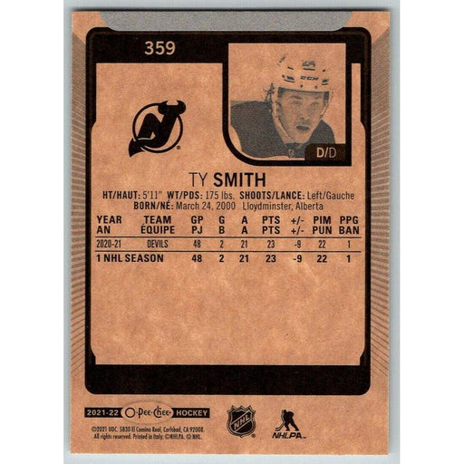 2021-22 O-Pee-Chee (Upper Deck OPC) Ty Smith New Jersey Devils #359 - Collectible Craze America