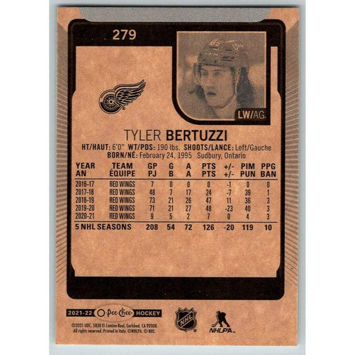 2021-22 O-Pee-Chee (Upper Deck OPC) Tyler Bertuzzi Detroit Red Wings #279 - Collectible Craze America