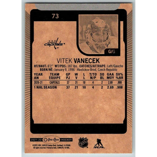 2021-22 O-Pee-Chee (Upper Deck OPC) Vitek Vanecek Washington Capitals #73 - Collectible Craze America