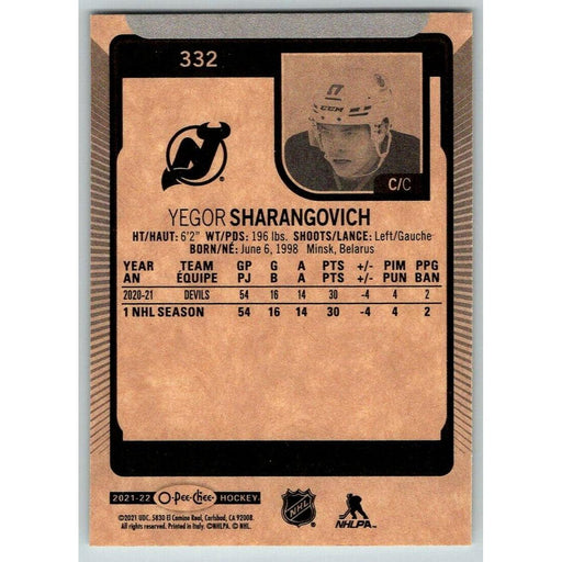 2021-22 O-Pee-Chee (Upper Deck OPC) Yegor Sharangovich New Jersey Devils #332 - Collectible Craze America