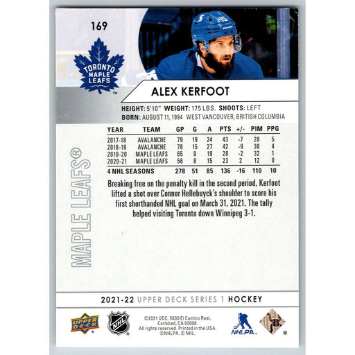 2021-22 UD Hockey Series 1 Alex Kerfoot Toronto Maple Leafs #169 - Collectible Craze America