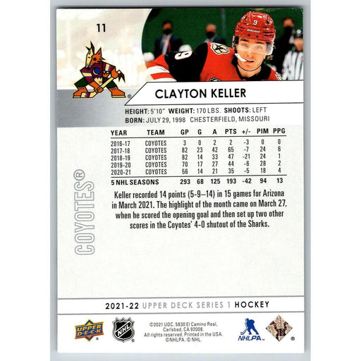 2021-22 UD Hockey Series 1 Clayton Keller Arizona Coyotes #11 - Collectible Craze America