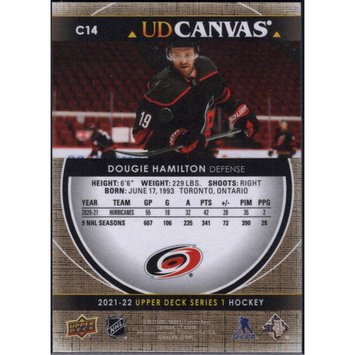 2021-22 UD Hockey Series 1 Dougie Hamilton Carolina Hurricanes #166 UD Canvas - Collectible Craze America