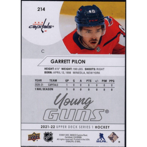 2021-22 UD Hockey Series 1 Garrett Pilon Washington Capitals #214 Young Guns - Collectible Craze America