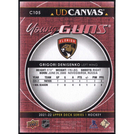 2021-22 UD Hockey Series 1 Grigori Denisenko Florida Panthers #C105 UD Canvas - Collectible Craze America