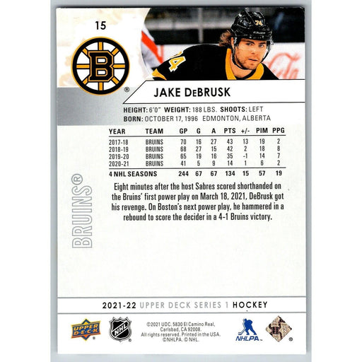 2021-22 UD Hockey Series 1 Jake Debrusk Boston Bruins #24 - Collectible Craze America