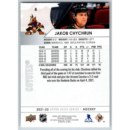 2021-22 UD Hockey Series 1 Jakob Chychrun Arizona Coyotes #8 - Collectible Craze America