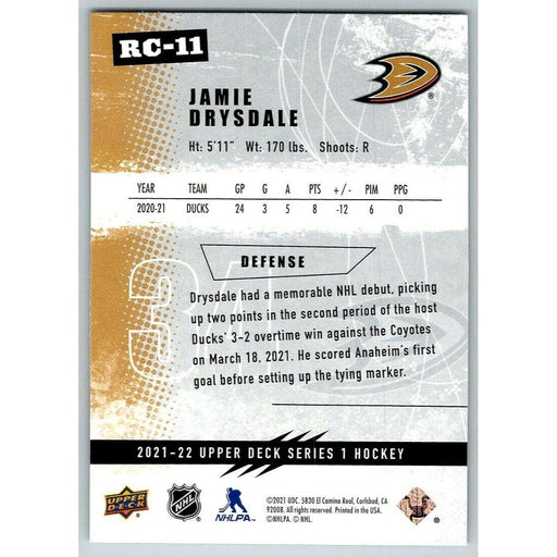 2021-22 UD Hockey Series 1 Jamie Drysdale RC Anaheim Ducks #RC-11 Rookie Class - Collectible Craze America