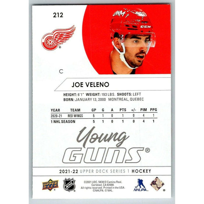 2021-22 UD Hockey Series 1 Joe Veleno RC Detroit Red Wings #212 Young Guns - Collectible Craze America