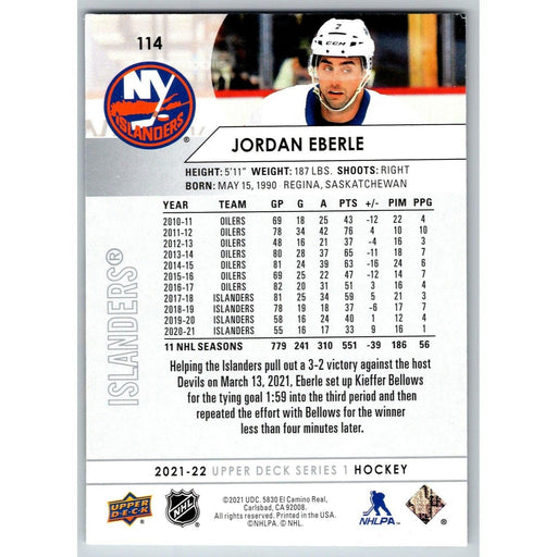 2021-22 UD Hockey Series 1 Jordan Eberle New York Islanders #114 - Collectible Craze America