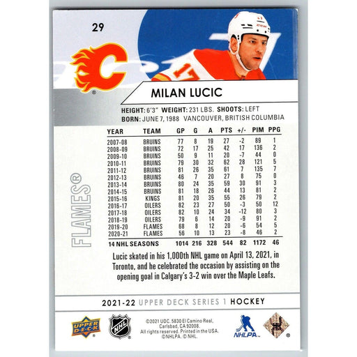 2021-22 UD Hockey Series 1 Milan Lucic Calgary Flames #29 - Collectible Craze America