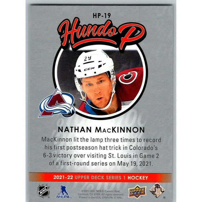 2021-22 UD Hockey Series 1 Nathan MacKinnon Colorado Avalanche #HP-19 Hundo P - Collectible Craze America
