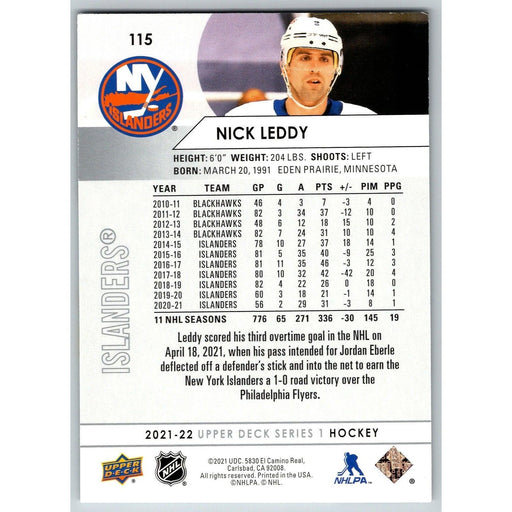 2021-22 UD Hockey Series 1 Nick Leddy New York Islanders #115 - Collectible Craze America