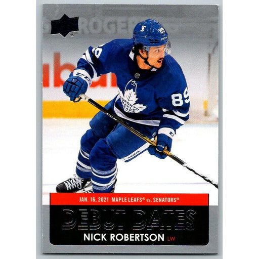 2021-22 UD Hockey Series 1 Nick Robertson RC Toronto Maple Leafs #DD-15 Debut - Collectible Craze America