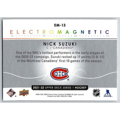 2021-22 UD Hockey Series 1 Nick Suzuki Montreal Canadiens #EM-13 Electromagnetic - Collectible Craze America