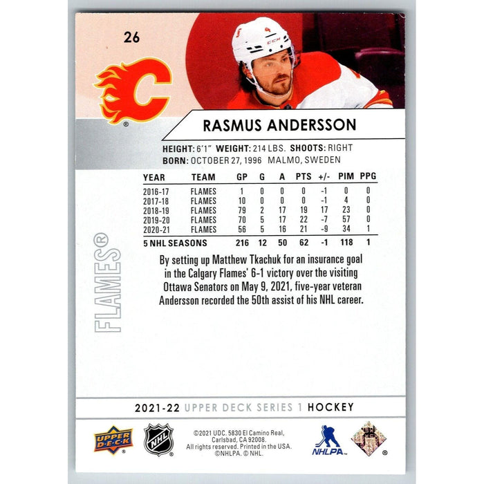 2021-22 UD Hockey Series 1 Rasmus Andersson Calgary Flames #26 - Collectible Craze America