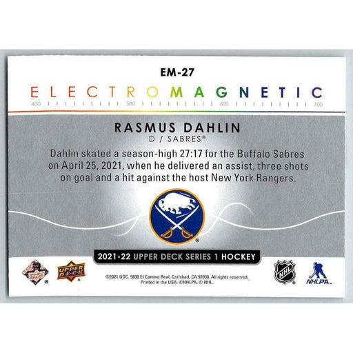 2021-22 UD Hockey Series 1 Rasmus Dahlin Buffalo Sabres #EM-27 Electromagnetic - Collectible Craze America