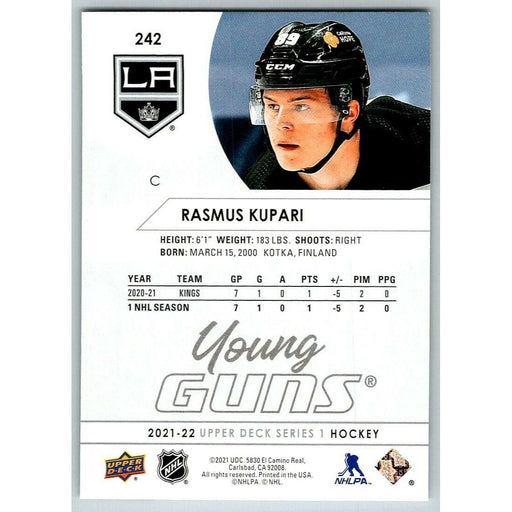 2021-22 UD Hockey Series 1 Rasmus Kupari RC Los Angeles Kings #242 Young Guns - Collectible Craze America