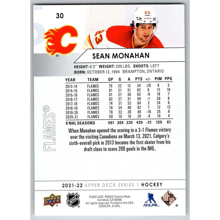 2021-22 UD Hockey Series 1 Sean Monahan Calgary Flames #30 - Collectible Craze America