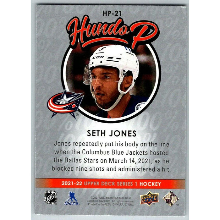 2021-22 UD Hockey Series 1 Seth Jones Columbus Blue Jackets #HP-21 Hundo P - Collectible Craze America