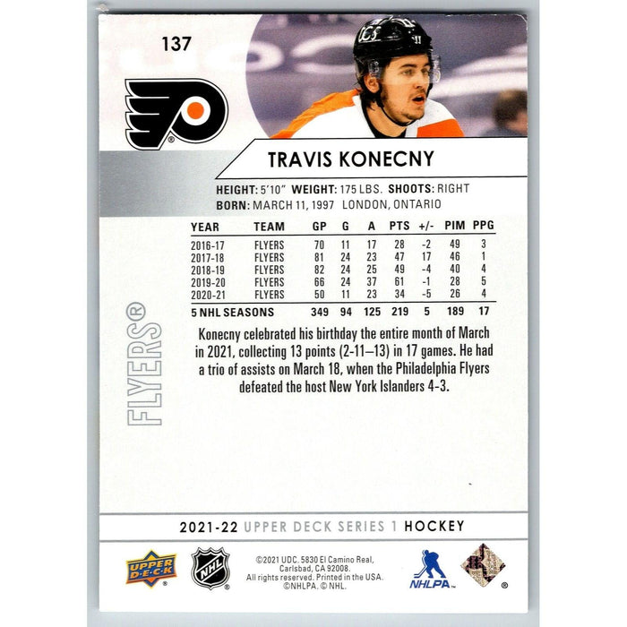 2021-22 UD Hockey Series 1 Travis Konecny Philadelphia Flyers #137 - Collectible Craze America